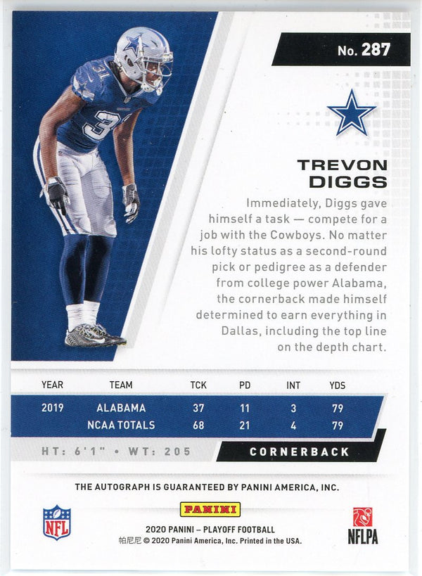 Trevon Diggs Autographed 2020 Panini Playoff Rookie Card #287
