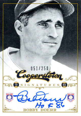 Bobby Doerr "HOF 86" Autographed 2012 Panini Cooperstown Card