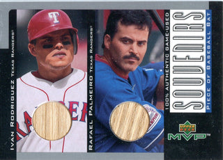 Ivan Rodriguez & Rafael Palmeiro 2001 Upper Deck Dual Game-Used Bat Card