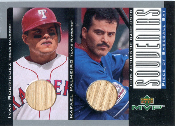 Ivan Rodriguez & Rafael Palmeiro 2001 Upper Deck Dual Game-Used Bat Card