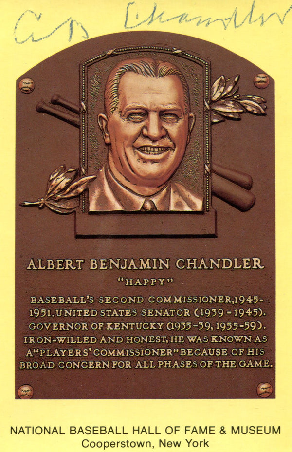 AB Chandler Autographed Hall of Fame Plaque