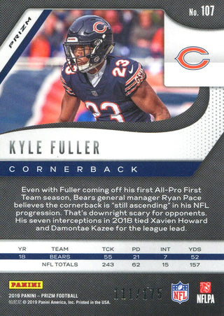 Kyle Fuller 2019 Panini Prizm Green Hyper Card 111/175