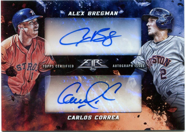 Alex Bregman Carlos Correa Topps Fire Baseball Certified Autograph Iss