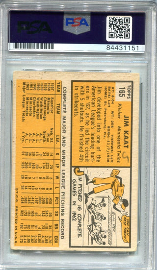 Jim Kaat 1963 Topps #165 PSA Auto Gem MT 10 Card