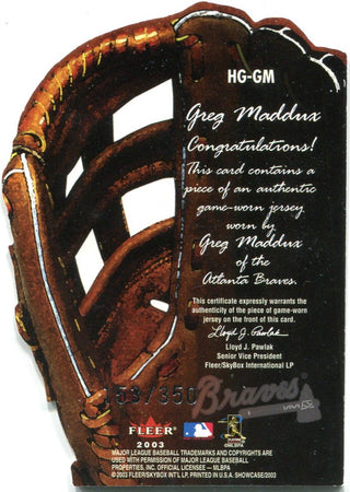 Greg Maddux Hot Glove Jersey Card