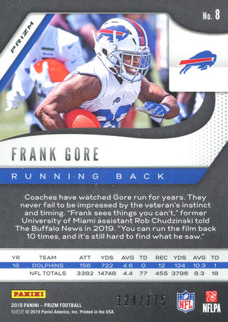 Frank Gore 2019 Panini Prizm Green Hyper Card 124/175
