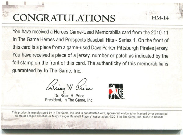 Dave Parker Heroes and Prospects Jersey Card
