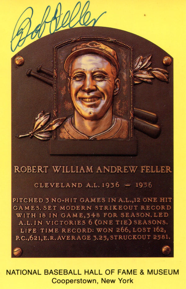Bob Feller Autographed Hall of Fame Plaque