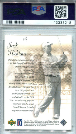 Jack Nicklaus 2002 SP Game Used Gold #56 PSA AUTO Auth 8 Card