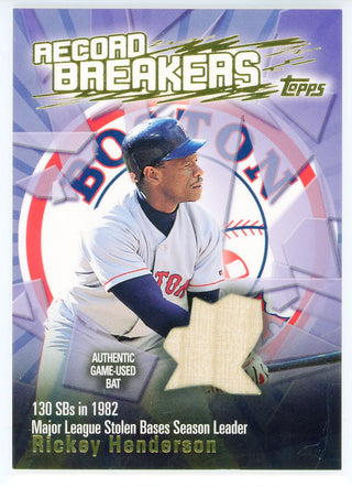 Rickey Henderson 2002 Topps Record Breakers #ABA-RH Bat Card