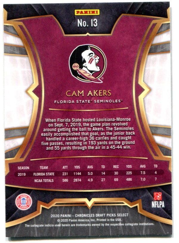 Cam Akers 2020 Panini Chronicles Draft Picks Select Rookie Card