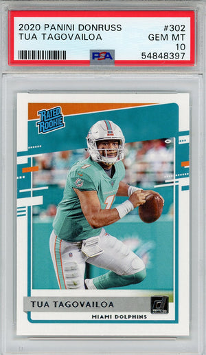 Tua Tagovailoa 2020 Panini Donruss Rookie Card #302 (PSA)
