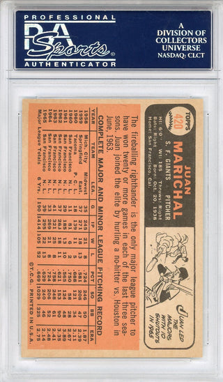 Juan Marichal 1966 Topps Card #420 (PSA NM 7)