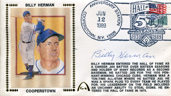 Billy Herman Autographed First Day Cover