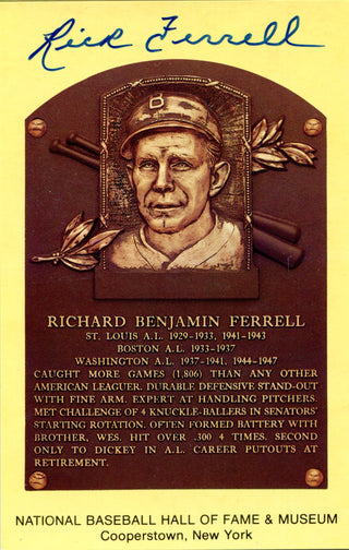 Rick Ferrell Autographed Hall of Fame Plaque