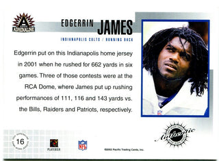 Edgerrin James Pacific Adrenaline Jersey Card 2002