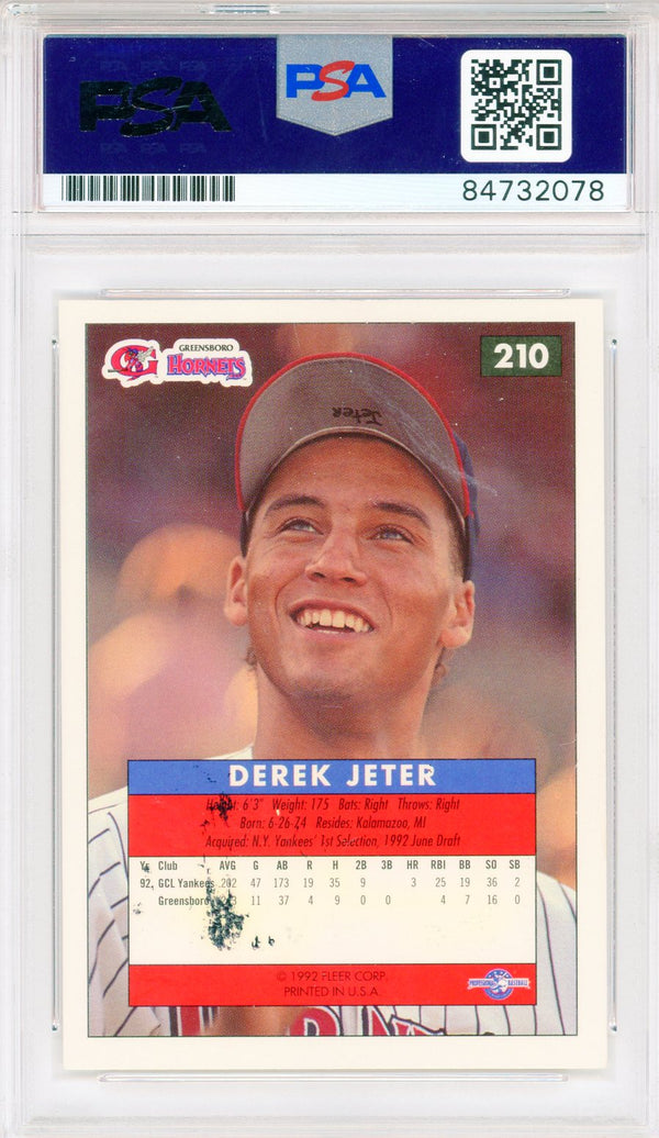 Derek Jeter Autographed 1992 Fleer Excel Rookie Card #210 (PSA Auto Gem MT 10)