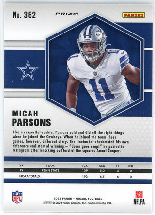 Micah Parsons  2021 Panini Prizm Silver Rookie Card #362