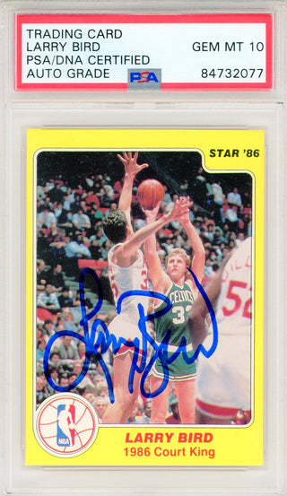Larry Bird Autographed 1986 Star Card #4 (PSA Auto Gem MT 10)