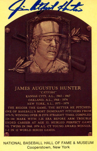 Jim Catfish Hunter Autographed Hall of Fame Plaque