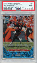Joe Burrow 2020 Panini Spectra Rise Above New Neon Blue Prizm Rookie Card #R11 (PSA)