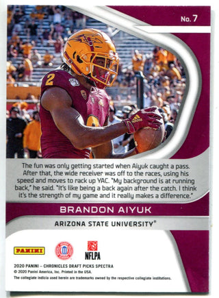 Brandon Aiyuk 2020 Panini Chronicles Draft Picks Spectra Rookie Card