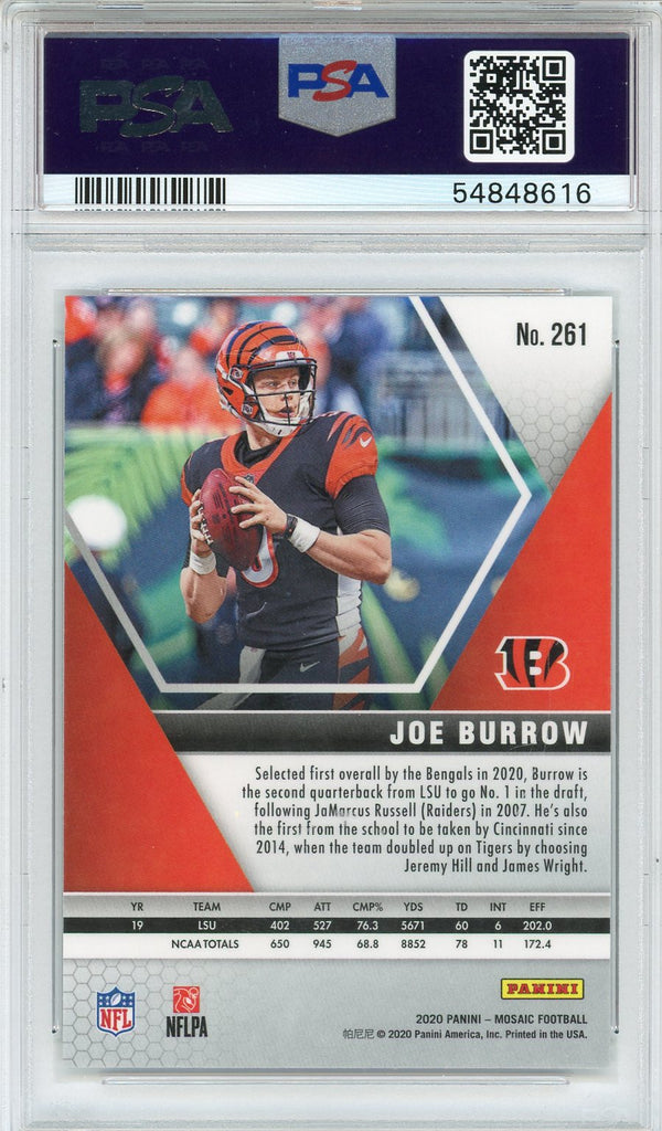 Joe Burrow 2020 Panini Mosaic Rookie Card #261 (PSA)