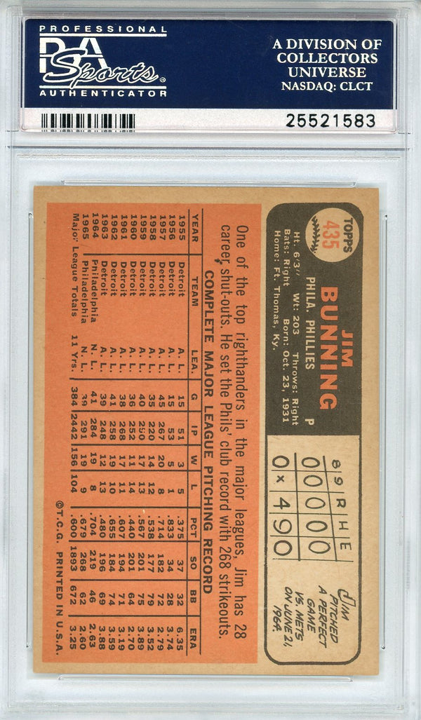 Jim Bunning 1966 Topps Card #435 (PSA VG-EX 4)