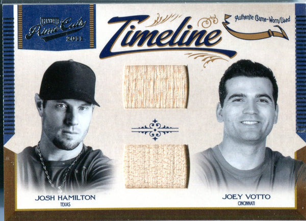 Josh Hamilton & Joey Votto 2012 Panini Prime Cuts Dual Game-Used Bat Card #63/99