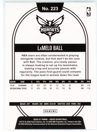 LaMelo Ball 2020-21 Panini NBA Hoops Rookie Card #223