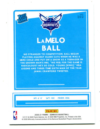 LaMelo Ball 2020-21 Panini Donruss Rated Rookie #202 Card