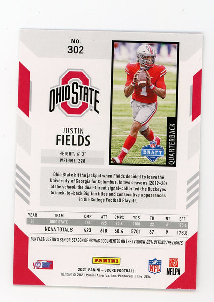 Justin Fields 2021 Panini Score Purple #TB2 Card