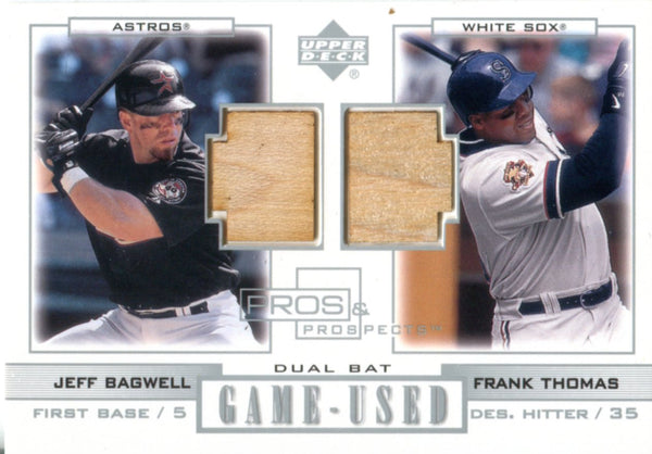 Jeff Bagwell and Frank Thomas 2001 Upper Deck Game Used Bat Card