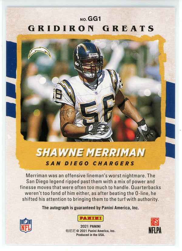Shawne Merriman Autographed 2021 Panini Gridiron Greats Card
