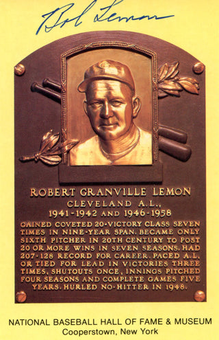 Bob Lemon Autographed Hall of Fame Plaque