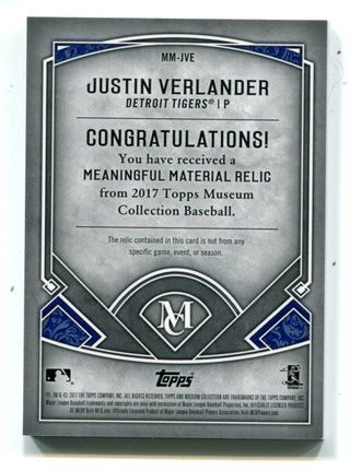 Justin Verlander 2017 Topps Meaningful Materials #MMJVE Relic Card 10/50