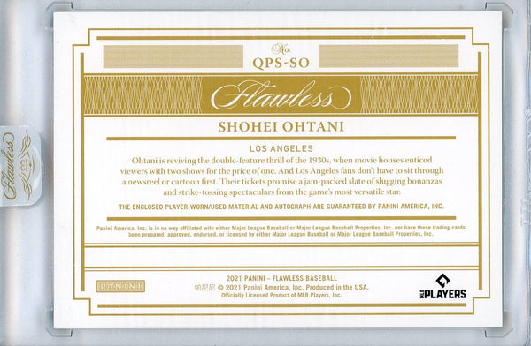 Shohei Ohtani Autographed 2021 Panini Flawless Jersey Card #QPS-SO