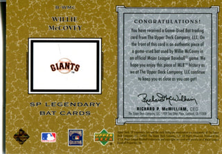 Willie McCovey 2006 Upper Deck SP Legendary Material #LM-WM (222/225)  Game-Used Memorabilia Card