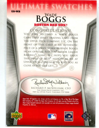 Wade Boggs 2004 Upper Deck Ultimate Swatches #USWB Card