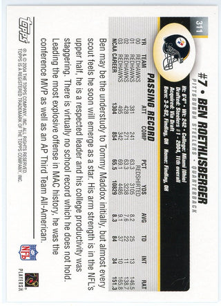 Ben Roethlisberger 2004 Topps Rookie Card #311