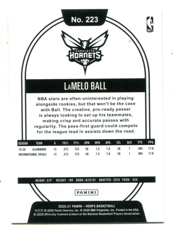 LaMelo Ball 2020-21 Panini NBA Hoops #223 RC