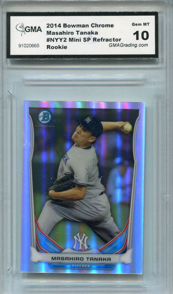 Masahiro Tanaka Unsigned 2014 Topps Bowman Mini SP Refractor Rookie Chrome Card (GMA)