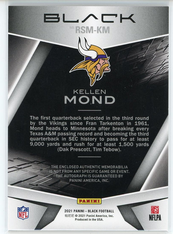 Kellen Mond Autographed 2021 Panini Black Rookie Jersey Card