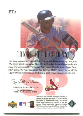 Fernando Tatis Sr Authentic Fabric Jersey Card