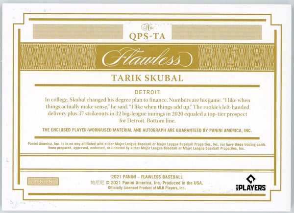 Tarik Skubal Autographed 2021 Panini Flawless Jersey Card #QPS-TA