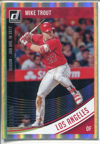 Mike Trout 2018 Panini Donruss Holo Foil Refractor Card 106/306
