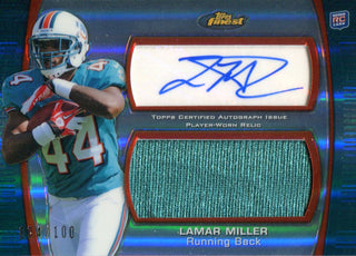 Lamar Miller Autographed 2012 Topps Finest Rookie Jersey Card