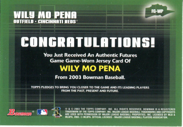 Willy Mo Pena 2003 Topps Game Worn Jersey Card