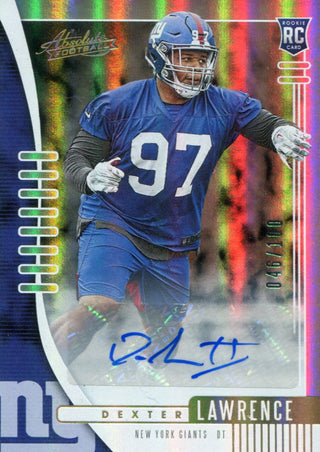 Dexter Lawrence Autographed 2019 Panini Absolute Rookie Card 46/100