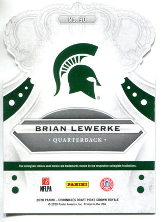 Brian Lewerke 2020 Panini Chronicles Draft Picks Crown Royale Rookie Card